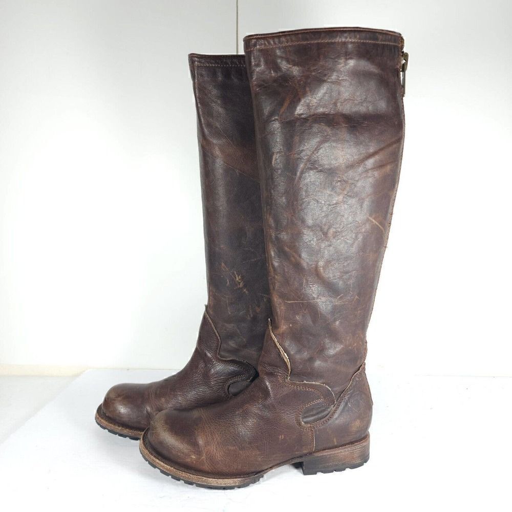 FREEBIRD BY STEVEN WOMEN'S HAVN US6 BROWN LEATHER DISTRESSED TALL RIDING BOOTS